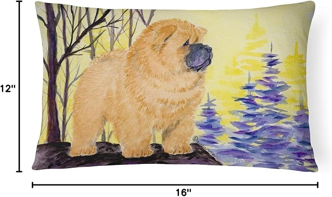 Caroline's Treasures SS8603PW1216 Chow Chow Canvas Fabric Decorative Pillow Machine Washable, Indoor Outdoor Decorative Pillow for Couch, Bed or Patio, 12HX16W