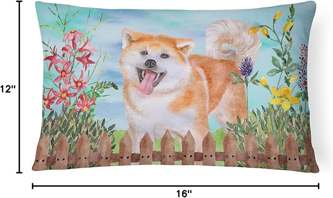 Caroline's Treasures CK1265PW1216 Akita Spring Canvas Fabric Decorative Pillow Machine Washable, Indoor Outdoor Decorative Pillow for Couch, Bed or Patio, 12HX16W