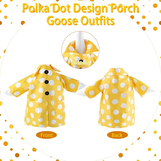 Porch Goose Outfits Summer with Sunglasses & Umbrella & Hat, Polka Dots | For 23" Cement Plastic Goose Statue, Autumn Costumes, Garden Lawn Decor, Goose Costume for Yard Statues, Hawaiian Style