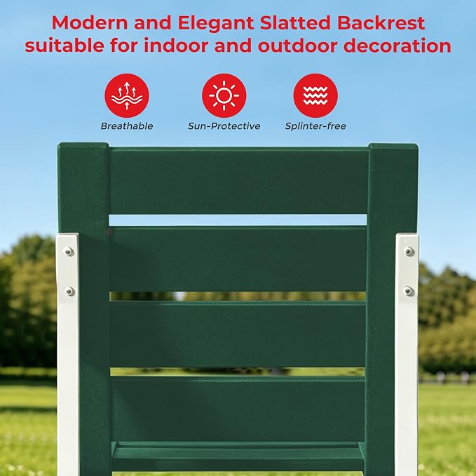 Costaelm Stinson Outdoor Patio HDPE Dining Side Chair, Dark Green