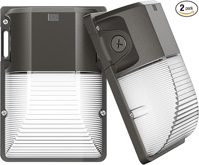 CINOTON 30W LED Wall Pack Light, 5000K 3600LM, Dusk to Dawn Sensor, 2 Pack | 120Vac, IP65 Waterproof, 3600LM, Hardwired Installation, Pre-punched Design, UL Listed, Garage and Porch Security Use
