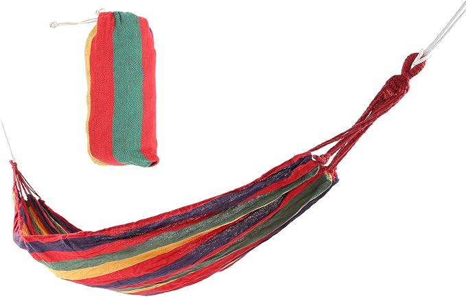 Portable Single Double Camping Hammock, Outdoor Garden Hammock, High Strength Lightweight Travel Hammock with Storage Bag for Hiking Backpacking and Backyard Relaxation (Red)