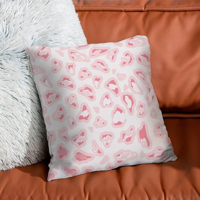 Chinoiserie Cheetah Print Pillowcase Light Pink and Pink White Throw Pillow Cover Rustic Decorative Cushion Cases Home Decor for Patio Furniture Porch 20x20 in