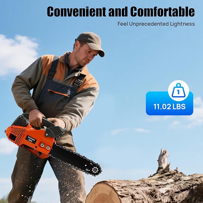 12 Inch Gas Chainsaw, 25.4CC 2-Stroke Top Handle Gas Powered Chainsaw, Petrol Handheld Gasoline Chainsaws for Cutting Forest Trees Wood, Garden, Farm Cutting