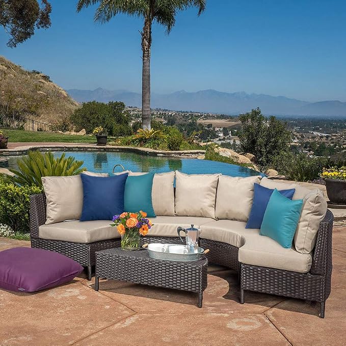 MIULEE Decorative Outdoor Waterproof Pillow Covers 24x24 Navy Blue | Decorative Patio Furniture,Pack of 2,Accent Square Euro Soild Throw Pillow Covers,Summer Garden Tent Couch Sofa