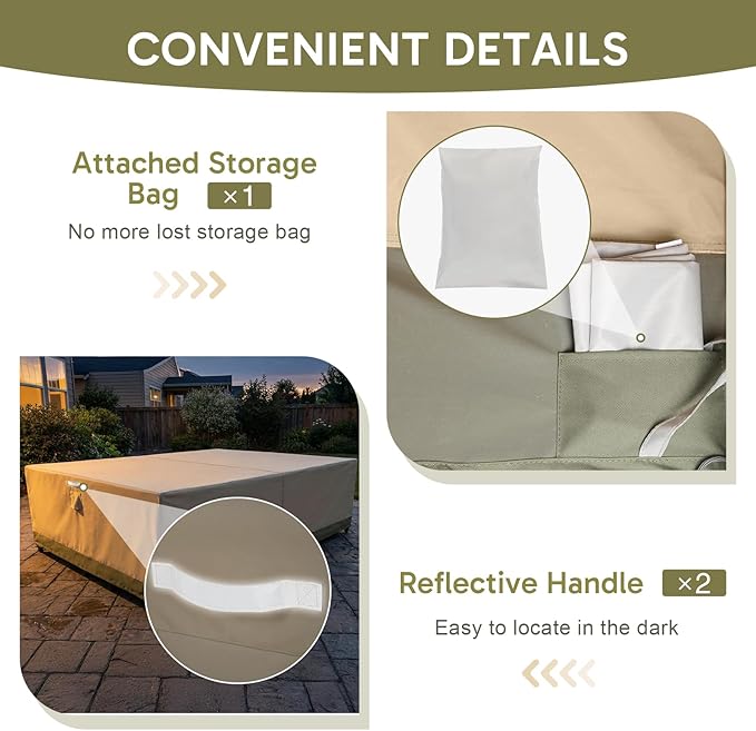 COWVIE Rectangular Outdoor Furniture Cover for Sectional Sofa Set, 600D Waterproof Patio Set Cover for Lawn General Purpose Table and Chairs, 112''L x 84''W x 32''H