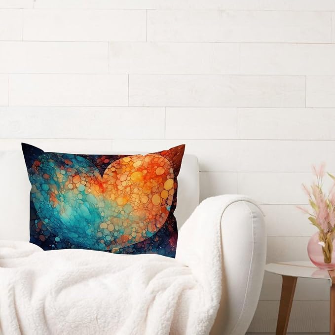 Lumbar Pillow Cover Ink Rainbow Shapes with Gold Pillow Case Classic Abstract Alcohol Ink Textures Pillow Cover Accent Outdoor Garden Decoration for for Car Patio Sofa Bed Bedding 20x26in