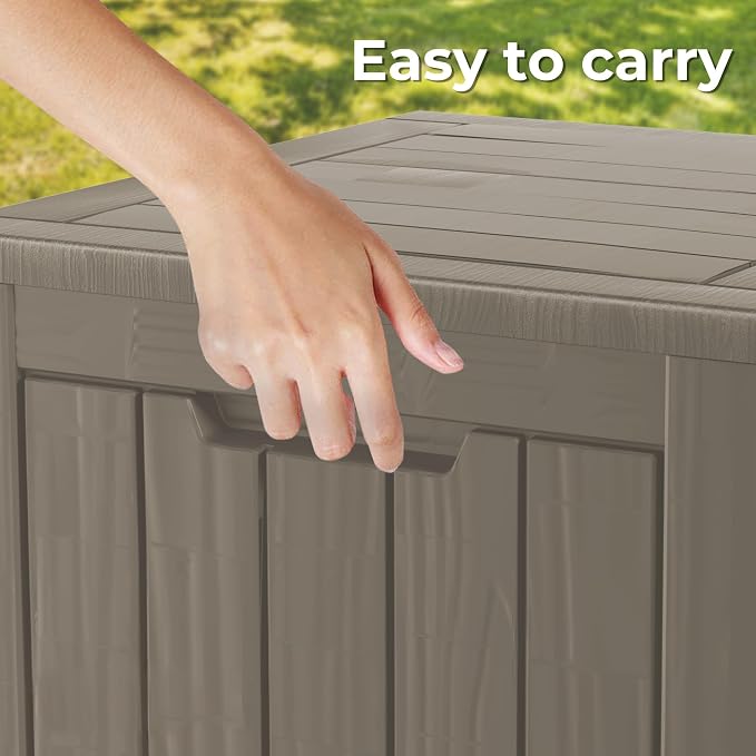 35 Gallon Resin Deck Box Waterproof Outdoor Storage Box for Patio Furniture Pool Accessories Indoor Storage for Cushion Garden Tools, Gray