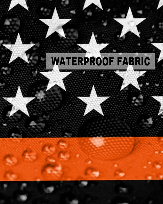 Prime Leader Outdoor Waterproof Pillow Covers Set of 2, Thin Orange Line Flag Search Rescue Officer Patio Throw Pillow Covers, Decorative Cushion Case for Couch Sofa Furniture Garden, 18x18 Inch