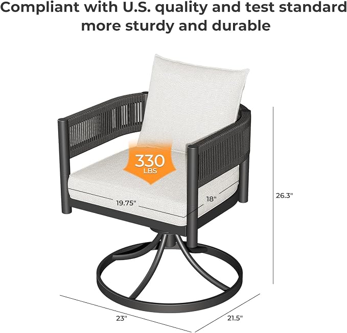 Grand patio 7-Piece Expandable Table Dining Set for 6 to 10, Aluminum Outdoor Dining Table with Glass Tabletop, Metal Woven Wicker Swivel Patio Chairs with Cushions for Yard, Poolside, Deck (Black)