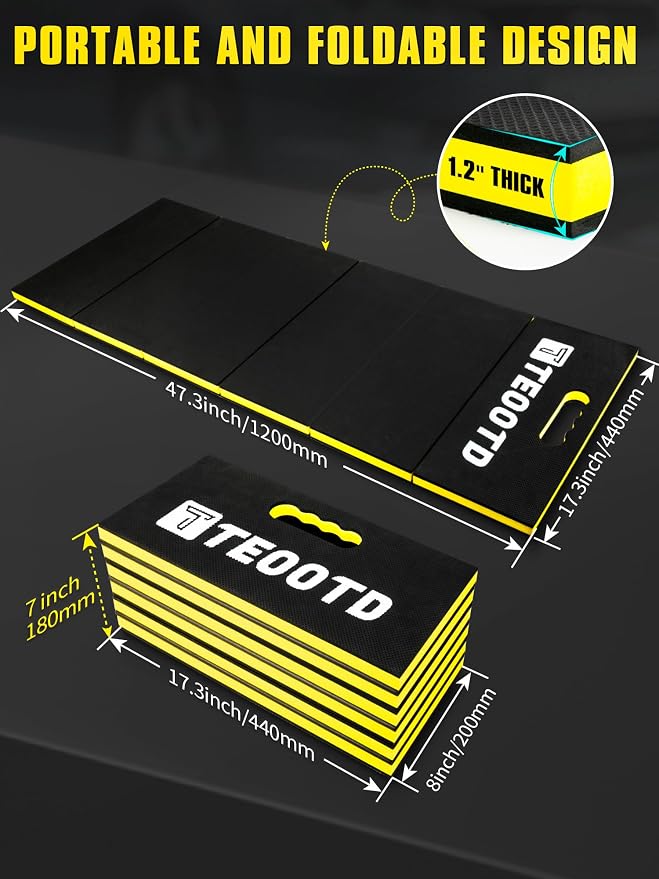 1.2" Extra Thick Foldable Mechanic Kneeling Pad with Handle & Storage Belt, 5 Fold Multi-Use Comfortable EVA Foam Cushion Mat for Workshop,Repairing,Gardening,Yardwork,Camping,Fitness,47.3x17.3x1.2"