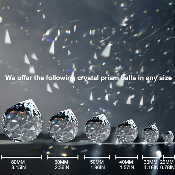 MerryNine 30mm/1.18" 15 Pack Crystal Ball Prism Sun Shine Catcher Rainbow Pendants Maker, Hanging Crystals Prisms for Windows, for Feng Shui (Multicolor)