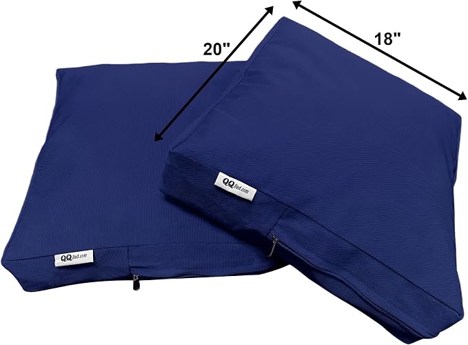 2 Pack 20X18 Inch Outdoor Back Cushion Memory Foam Pillows with Waterproof Internal Cover for Patio Furniture, Sofa, Loveseat, Deep Seat Chair - Navy Color