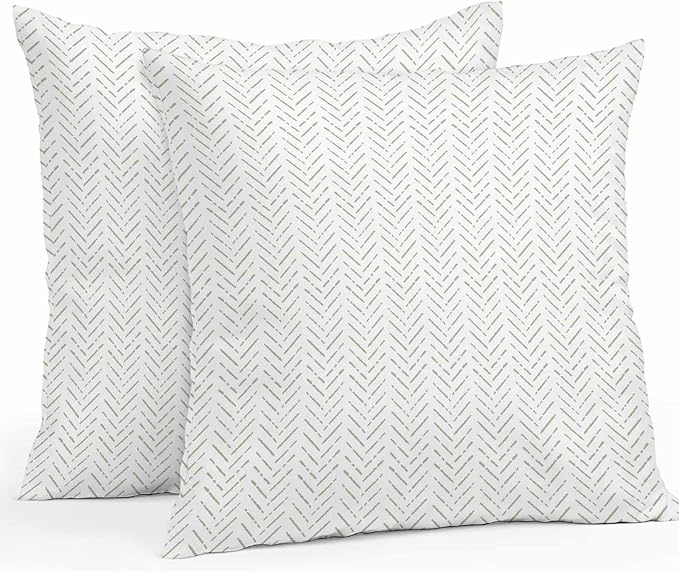Vandarllin Outdoor Throw Pillows Covers 24x24 inch Set of 2 Waterproof Sage Green Stripes Decorative Zippered Cushion Covers for Patio Furniture, Modern Art Lines Lumbar Pillowcases
