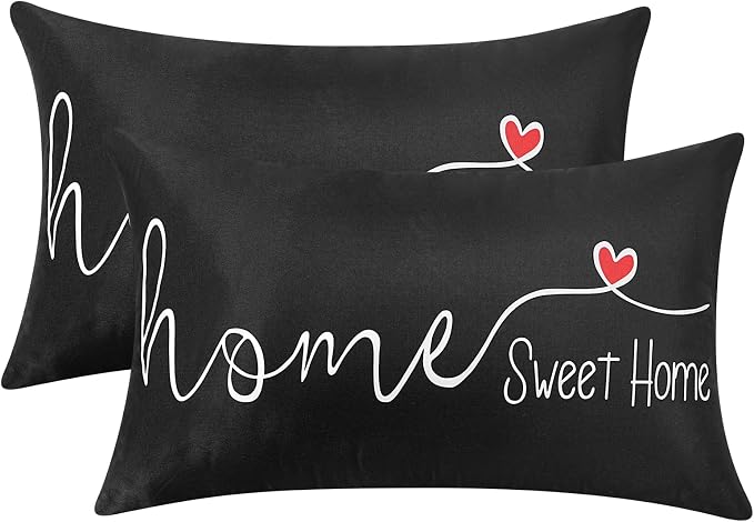 Adabana Outdoor Waterproof Sweet Home Pillow Covers Set of 2 12x20 Inch | Home Decorative Outdoor Pillows Cover for Patio Garden Porch Farmhouse
