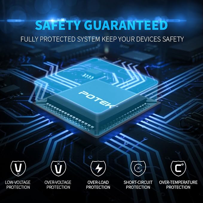POTEK 750W Car Power Inverter DC 12 V to AC 110V Dual AC Charging Ports / 2A USB Ports for Laptop, Smart Phone