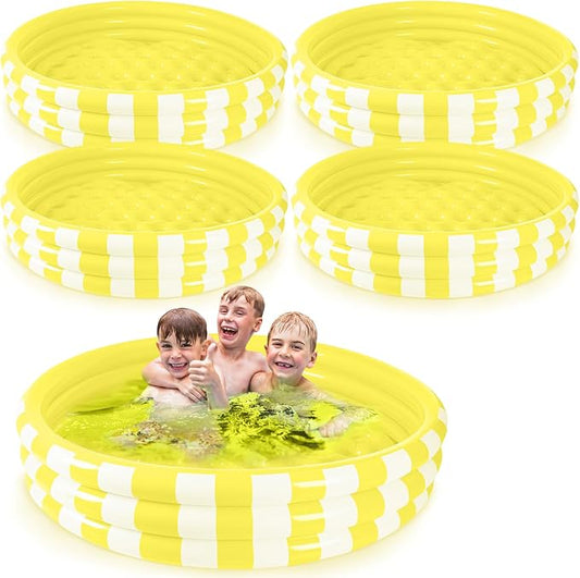 VioraWhite 4 Pack Inflatable Kiddie Pool for Toddlers 48''x 10'' Yellow Blow up Kids Swimming Pool Small 3 Rings Round Baby Pools for Indoor Outdoor Water Game Play Center