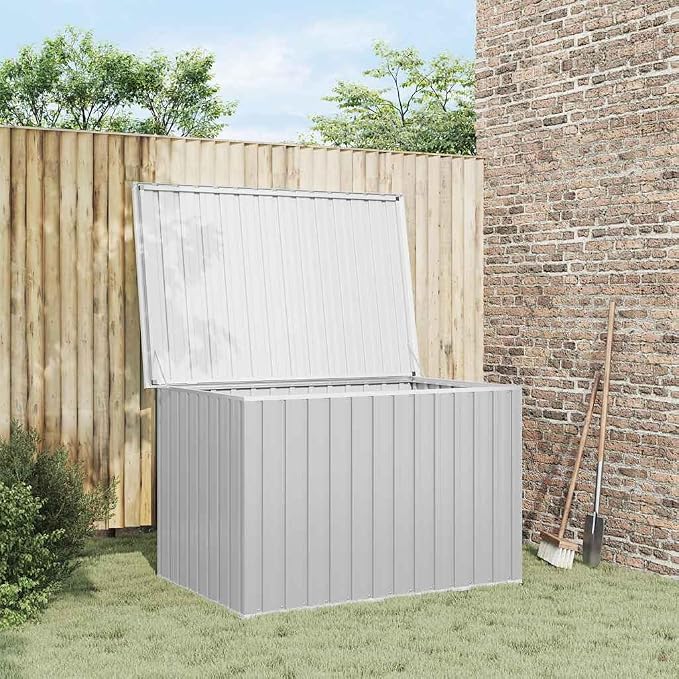 Outdoor Garden Storage Box Large Metal Deck Bin Heavy Duty Galvanized Steel Container for Patio Backyard Cushions Tools Organization 58.7 x 39 x 36.6 Inches