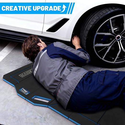 Foldable Mechanic Kneeling Pad,22.44" Wide EVA Foam Mat,1 Pack,Blue | 1.2" Thick High Density Cushioning Foam Kneeling Mat with Tool Slots for Car Repair, Gardening, Yardwork,Auto-Repair,Camping