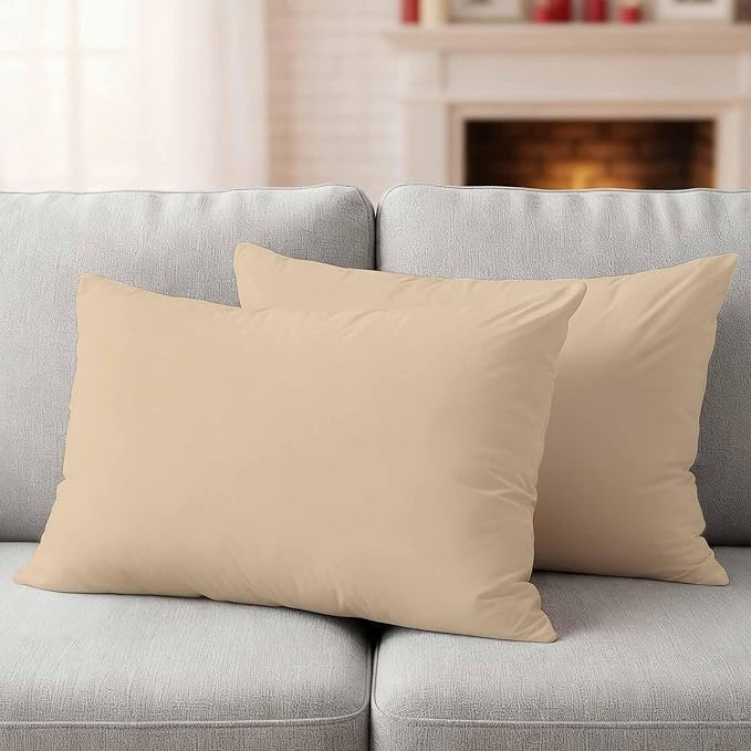 Lumbar Pillow Covers 20x12 Inch Set of 2, Khaki Solid Color Waterproof Outdoor Pillow Covers, Aesthetics Contemporary Luxury Decorative Cushion Pillowcases for Couch, Sofa, Bed, Garden, Patio