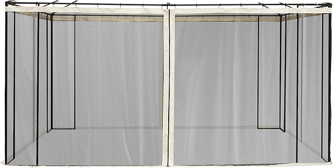 Outsunny 10' x 13' Universal Replacement Mesh Sidewall Netting for Patio Gazebos and Canopy Tents with Zippers, (Sidewall Only) Beige, Black