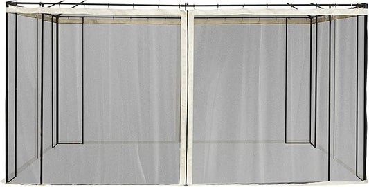Outsunny 10' x 13' Universal Replacement Mesh Sidewall Netting for Patio Gazebos and Canopy Tents with Zippers, (Sidewall Only) Beige, Black