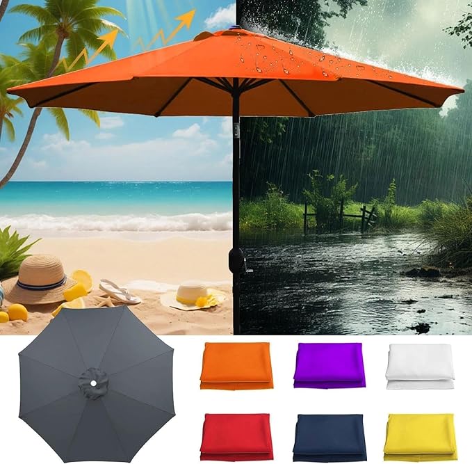 13ft – 8 Ribs Cantilever Umbrella Replacement Canopy Patio Offset Umbrella Fabric Top Cover with UV-Resistant Polyester for Outdoor Garden Deck Backyard