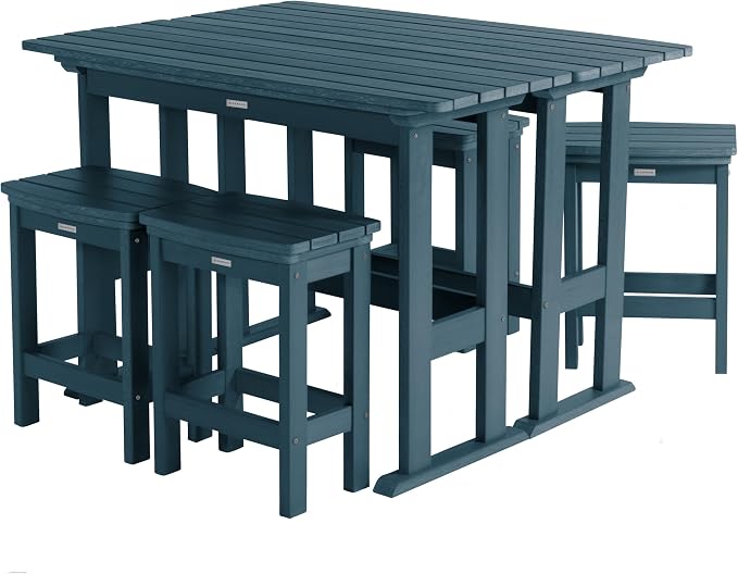 Highwood Lehigh 6pc Counter Height Balcony Dining Set, Nantucket Blue