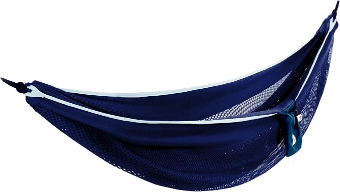 Vivere Double Polyester Mesh Hammock - 400 lb Capacity (Navy/Turquoise)
