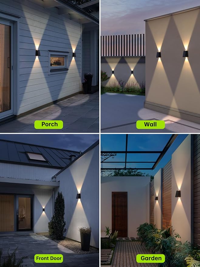 Solar Wall Lights Outdoor Waterproof Sconce for Outside, Garage, Fence | Dusk to Dawn Solar Powered Up and Down Lighting 3000K Warm White 8 Pack LED Modern Outdoor Waterproof
