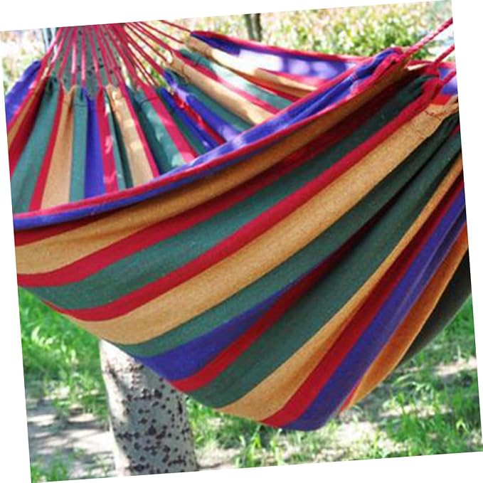 Abaodam Double Thickened Canvas Outdoor Hammock Swing Sleeping Bed with Two Bind Ropes and Carry Bag Heavy Duty Red Double Person Portable Hanging Sleeping Bed for Camping Travel