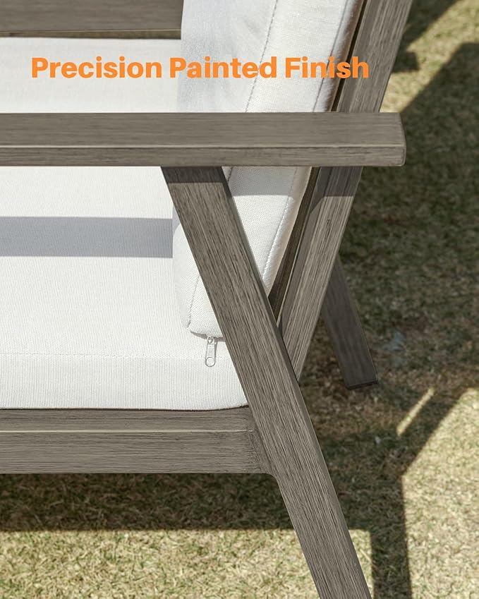 7 Pieces Outdoor Dining Set for 6, Never-Rust Aluminum Patio Swivel Dining Set with 2.2" Umbrella Hole, Outdoor Patio Furniture Set with 2 Swivel Chairs for Decks, Garden, Pool, Limed Oak