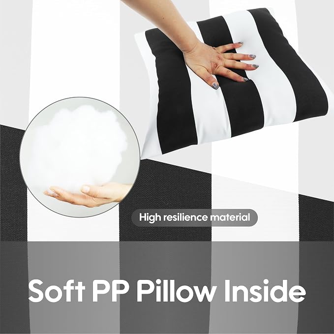 2 Pack Outdoor Throw Pillows, 18x18 Decorative Pillows with Insert, Waterproof Patio Cushions for Garden, Porch, Poolside, Soft Outdoor Pillows Decorative Pillow Covers for Indoor Outdoor