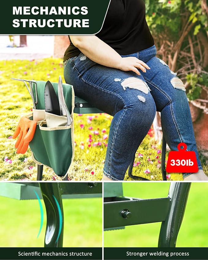 KVR Garden Bench for Kneeling and Sitting Foldable Garden Kneeler and Seat Heavy Duty, Gardener Gifts Ideas for Women Mom Grandma