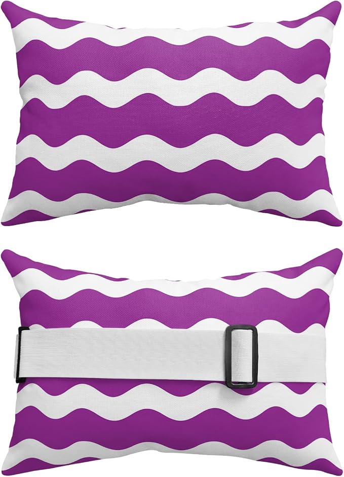 Outdoor Pillows Covers with Inserts Rose Red Sea Wave Ripple Waterproof Recliner Pillow with Adjustable Strap Throw Pillows for Patio Furniture Pool Lounge Chair, 11x16 inch, 1PCS