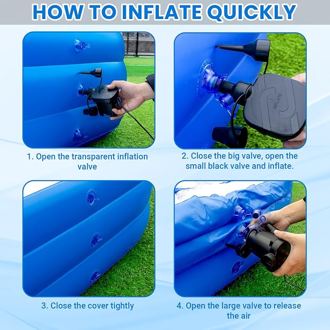 Inflatable Swimming Pool for Family, 130" x 72" x 22" Large Blow Up Pool for Adults & Kids, Thickened Backyard Pool with Pump, Quick Inflation Summer Outdoor Water Party Pool