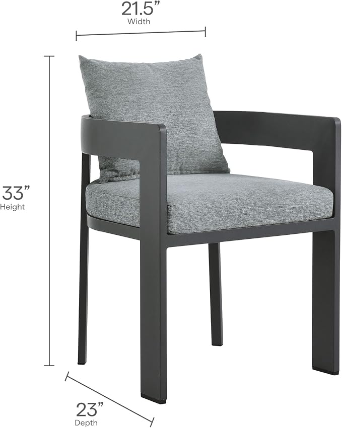 Modway Tahoe Aluminum 9-Piece Patio Dining Set in Gray Gray