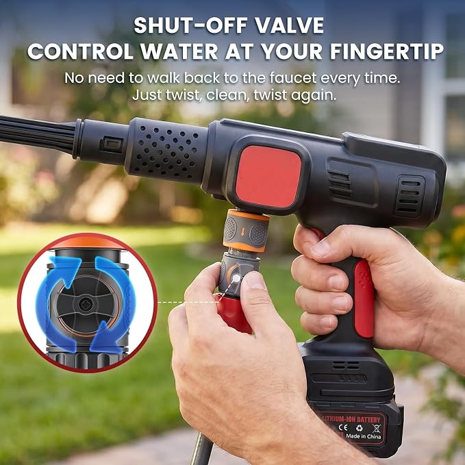 Cordless Portable Washer, Brushless Motor Electric Power Washer with 2×4.0Ah Batteries, LCD Display & 4 Power Modes, Direct Tap/Garden Hose, 7-in-1 Nozzle & Foam Cannon for Auto, Patio, Siding