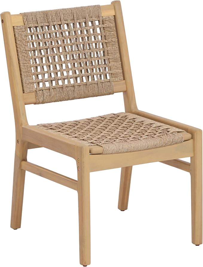 Christopher Knight Home Della Acacia Wood Dining Table Set for 6, 6 Piece Outdoor Dining Set with 70.75" Dinner Table, Bench and Armless Chairs, Patio Furniture Set for Dinner,Light Teak+Light Brown