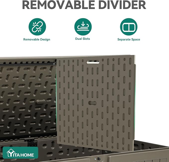 YITAHOME 220 Gallon Double-Wall Deck Box with Divider & Side Handles, Outdoor Large Storage for Patio Furniture Cushions, Garden Pool Accessories, Water Resistant & Lockable
