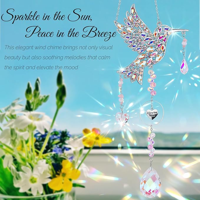 Mom Birthday Gifts from Daughter - Mom Gifts for Mother's Day Birthday - Sun Catchers Indoor Window Hummingbird Gift for Women Bird Lovers Mother Grandma Outdoor Garden Home Decor