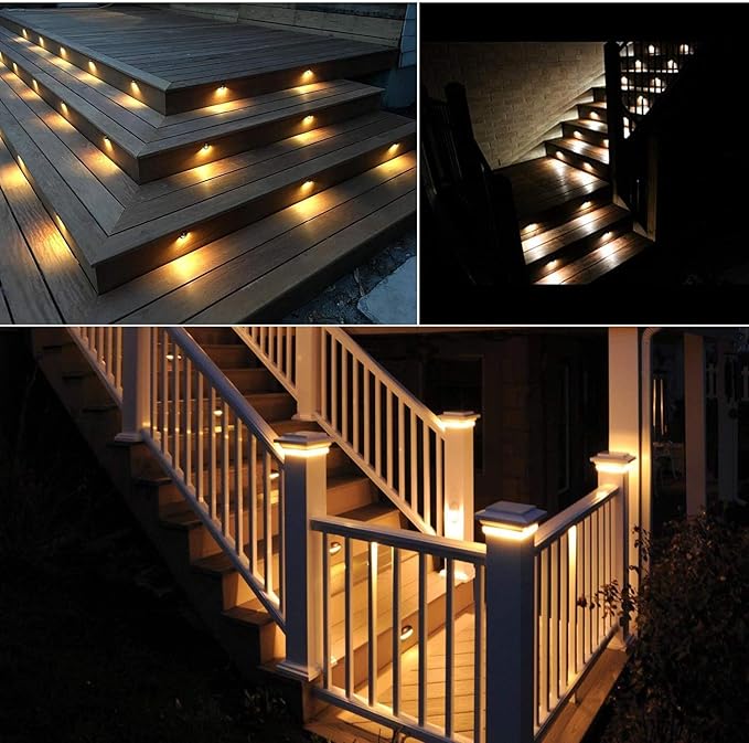 LED Stair Light Low Voltage Waterproof IP65 Outdoor 1-2/5" Recessed Wood LED Deck Lighting Yard Garden Patio Step Landscape Pathway Decor Lamp(1pcs,Warm White)