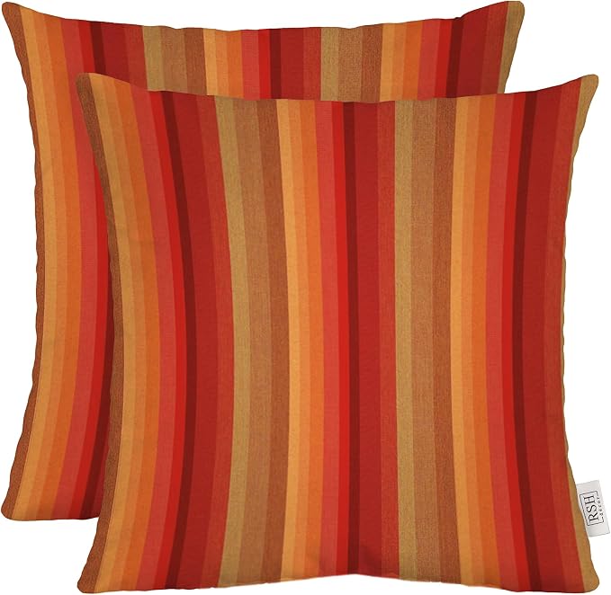 RSH DECOR Sunbrella Square Throw Pillows Set of 2, 17x17 Inch Decorative Pillows for Couch, Water-Resistant Patio Furniture Pillows, Astoria Sunset - Made in USA