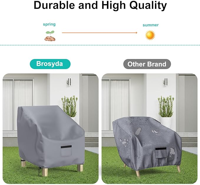 Patio Chair Covers for Outdoor Furniture Waterproof 2 Pack, Lawn Chair Covers 600D Heavy Duty Oxford Cloth, Large Covers for Lounge Lawn Deep Seat 32" W x 37" D x 36" H-Gray