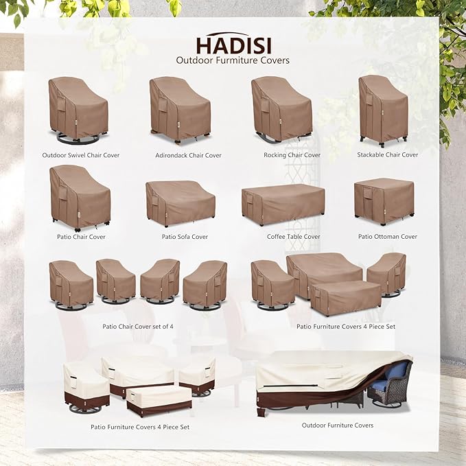 Patio Chair Covers for Outdoor Furniture Waterproof 2 Pack, Heavy Duty Waterproof Outdoor Swivel Chair Cover (35"W x37"D x36"H - Brown)