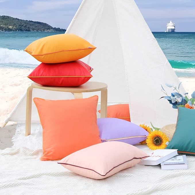 Silicone Waterproof Lumbar Pillow Covers 12x20 Inch for Summer Outdoor Fadeproof Rectangle Decorative Pillowcase for Garden Patio Tent Balcony Bench Sofa, Dark Green
