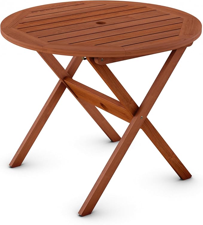 Urban Elements Melbourne 3-Piece Patio Furniture Set | Solid Wood | Backyard Furniture, Outside Table and Chairs, Round Outdoor Bistro Set, 3-Piece Grey