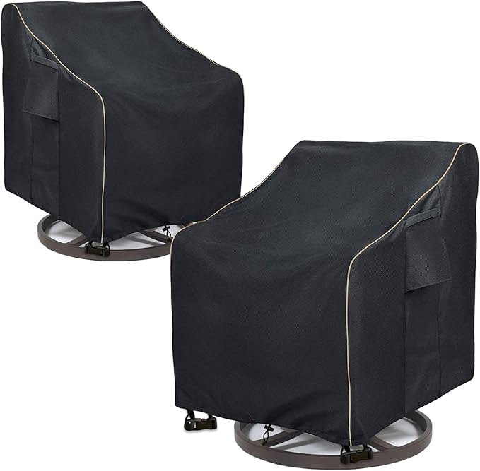 Outdoor Swivel Lounge Chair Cover 2 Pack,35 W x 37 D x 38.5 H inches,100% Waterproof Heavy Duty Outdoor Chair Covers,Patio Furniture Cover for Swivel Patio Lounge Chair,Black