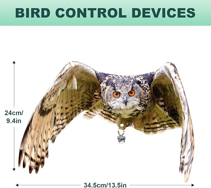 Owls to Keep Birds Away: 3Pack Fake Owls with Reflective Tape for Garden Patio, Reflective Hanging Decoration to Keep Birds Pigeon from Windows Tree