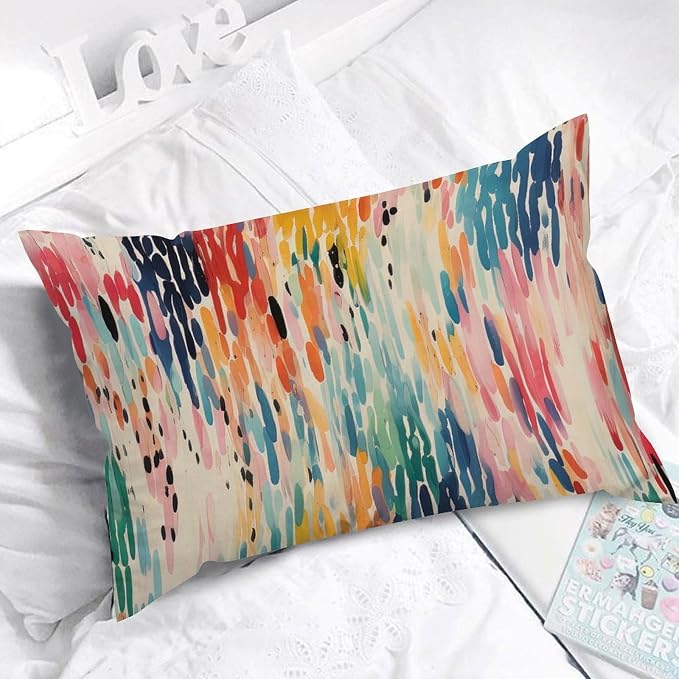 Make It Rain Fiesta Lumbar Throw Pillow Cover Rainbow Colorful Throw Pillow Cover Abstract Outdoor Garden Decoration for for Sofa Bedroom Car Couch 16x26in
